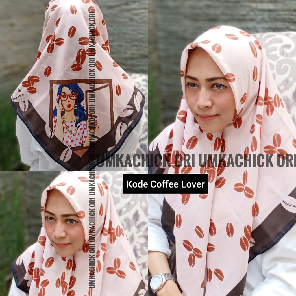 Hijab Coffee lover - Jilbab Voal segi empat motif Umkachick - umakuka Kerudung Printed scarf