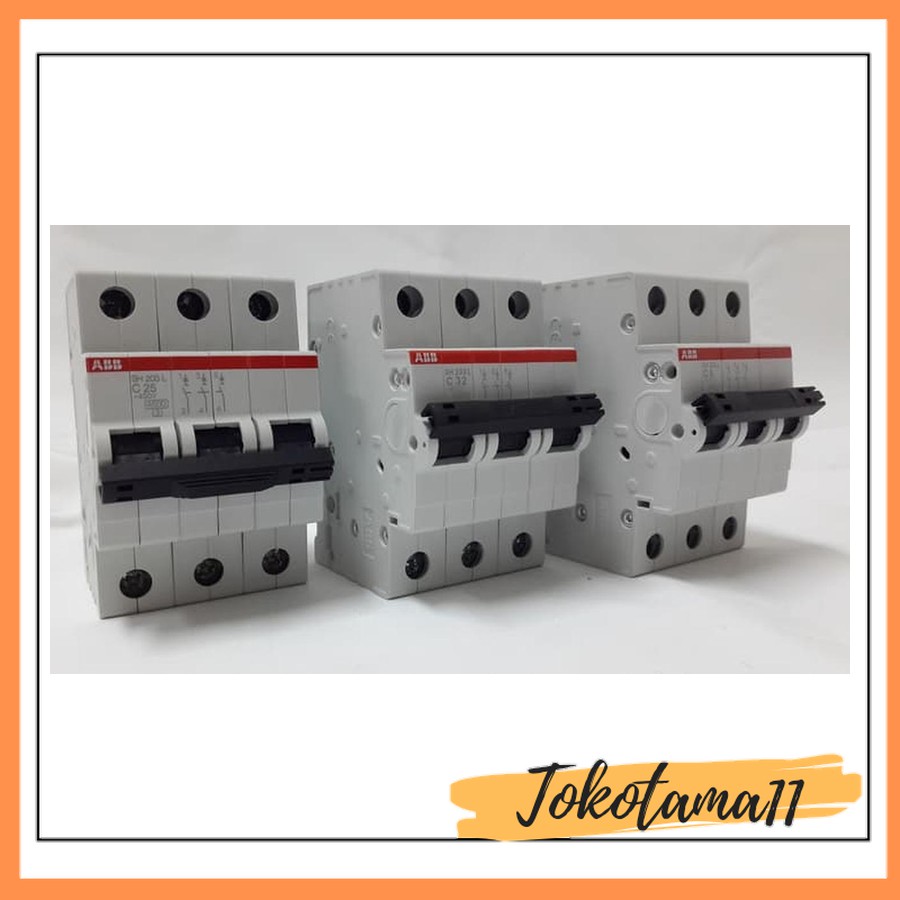 WV. ABB MCB 4,5 kA 3 Pole 6A / 10A / 16A / 20A / 25A / 32A - 3 PHASE SNI - 6 AMPERE