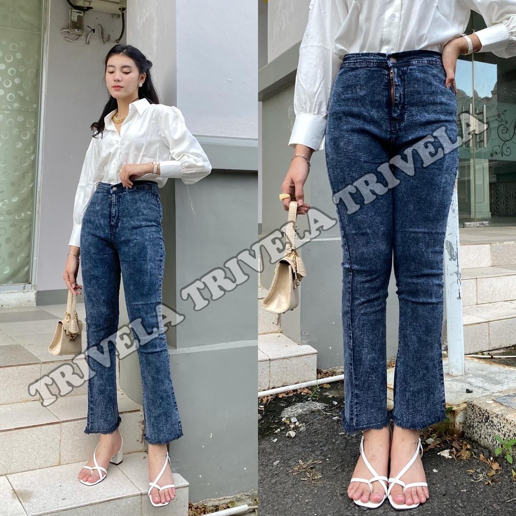 HW CUTBRAY JEANS PUTIH / HW JEANS STRETCH CUTBRAY PUTIH