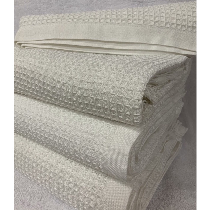 Selimut Dewasa Selimut hotel kain wafel tenun putih 125x200 lembut dan hangat(Y7K4) TERMURAH Selimut