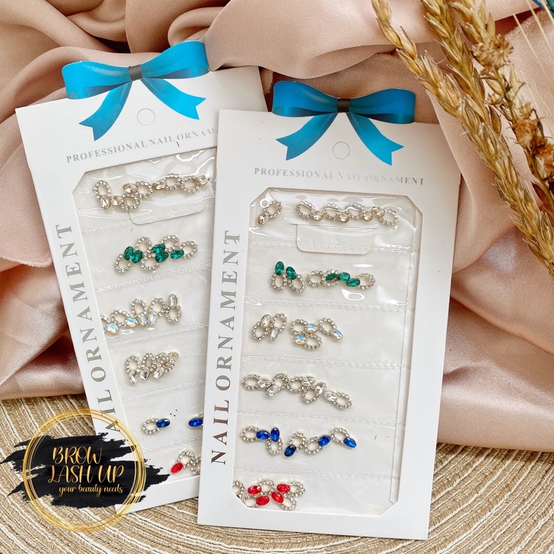 Nail charm teardrop 6 warna swarovski nails crystal ab glitter foil glass nailart kutek gel