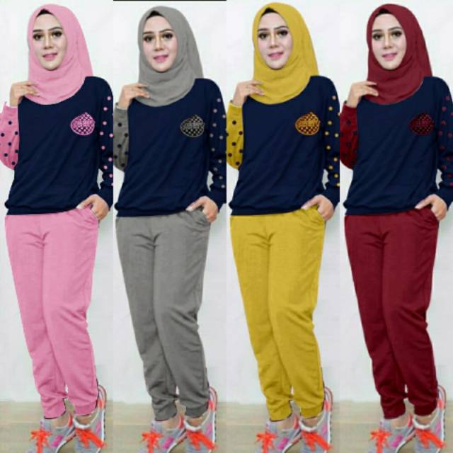 Set Azira - setelan baju kaos wanita lengan panjang - training set