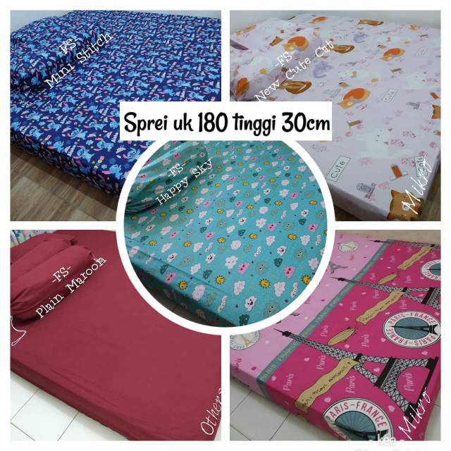 Sprei homemade tinggi 30cm uk 180x200x30