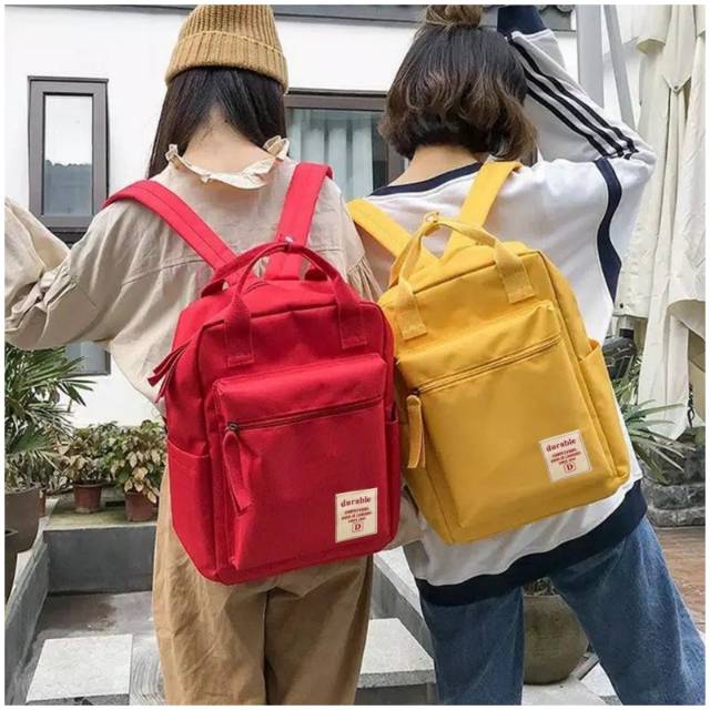 Korean Style Backpack Tas Ransel Tas Sekolah Ransel Polyster Kanvas Fashion Tas Sekolah Siswa untuk Remaja Perempuan Laki Laki Ransel Wanita Warna Polos Kualitas Tas Buku Travel Santai