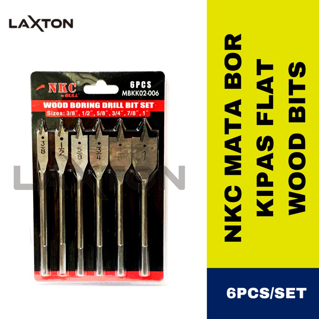 Mata bor kayu kipas set 6 PCS NKC Wood Spade Bit Set