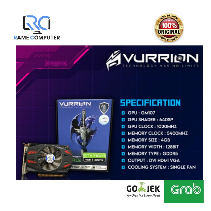 VURRION VGA Gtx750TI Ddr5 4gb 128Bit GTX 750Ti