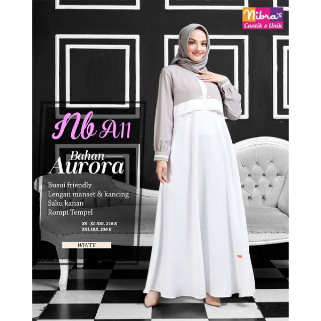 [ORIGINAL 100%] GAMIS SARIMBIT NIBRAS NB A11 PUTIH HITAM