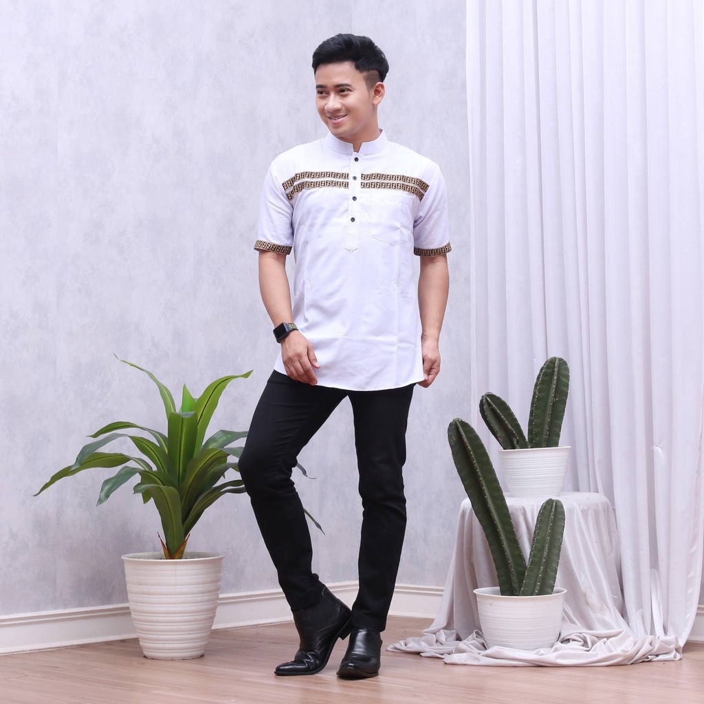 Koko Kurta Pria Dewasa Lengan Pendek FF Bahan Katun Toyobo Tojiro Import Adem // Coza Batik