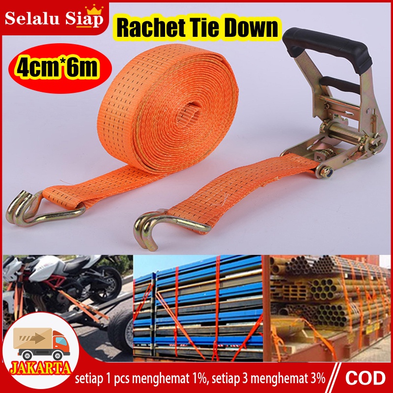 Gladiator Rachet Tie Down 10 Ton X 6 Meter - Tali Ikat Barang Mobil Truk 4 CMX 600CM