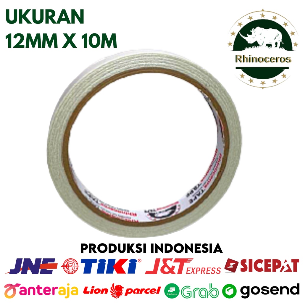 Double Tape Putih RHINOCEROS Tape 12mm x 10m