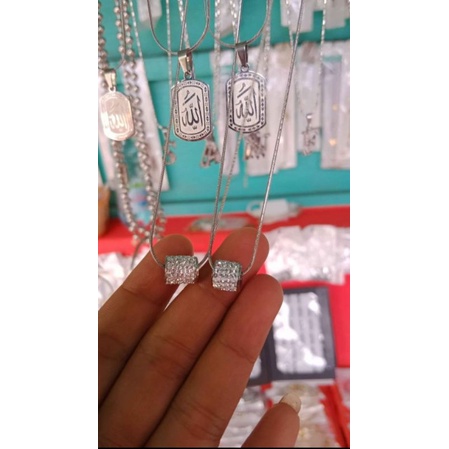 Kalung Besi putih+ Liontin bulat