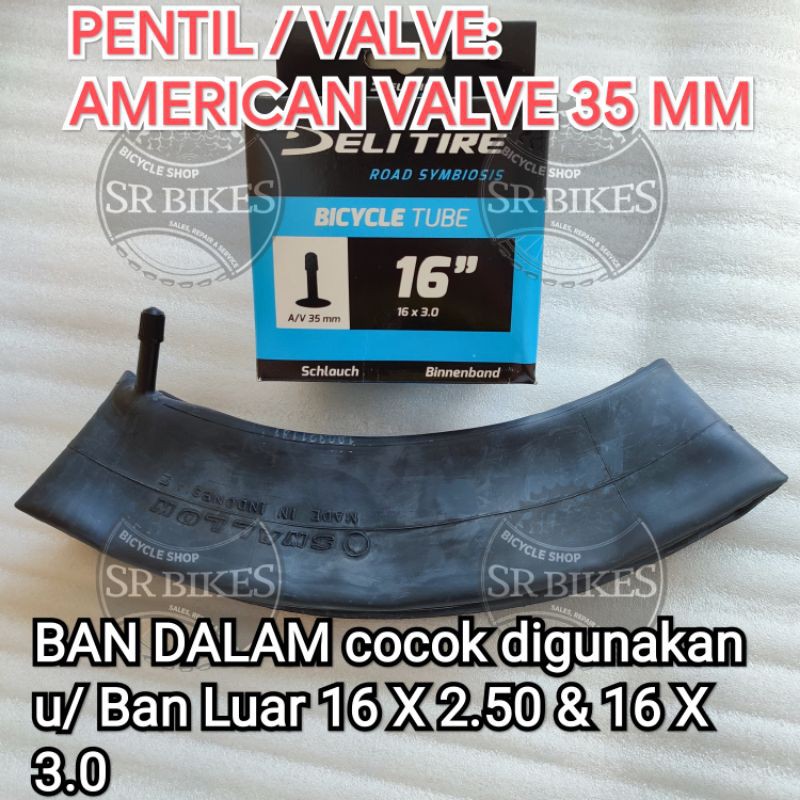 Ban Dalam 16 x 2.50 / 3.0 Sepeda Listrik Selis BMX FAT BIKE. DELI TIRE