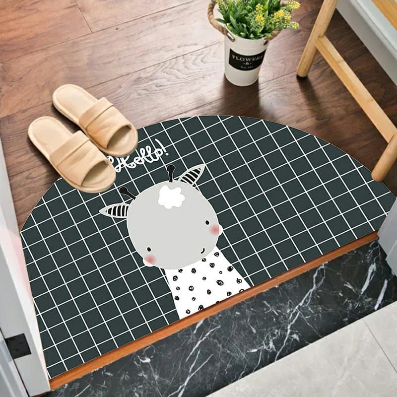 Door mat trendy polyester/Keset kaki pintu setengah lingkar