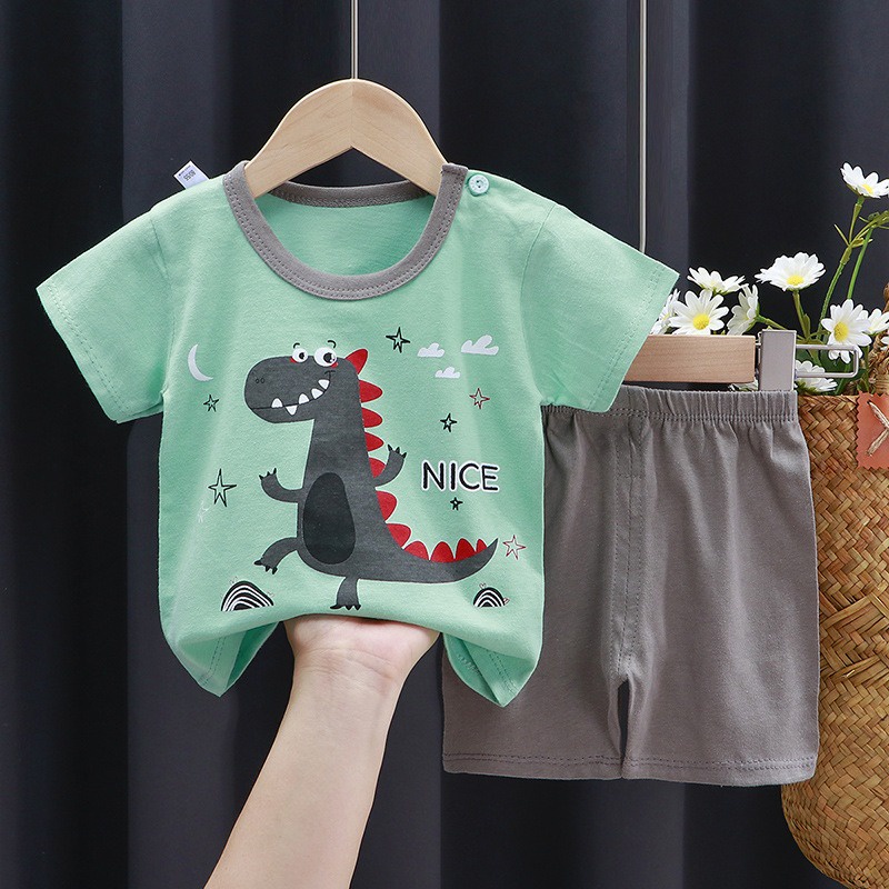 PREMIUM QUALITY Baju Bayi Kaos Anak Set Setelan Celana Lengan Pendek Laki Perempuan COD Import Tidur