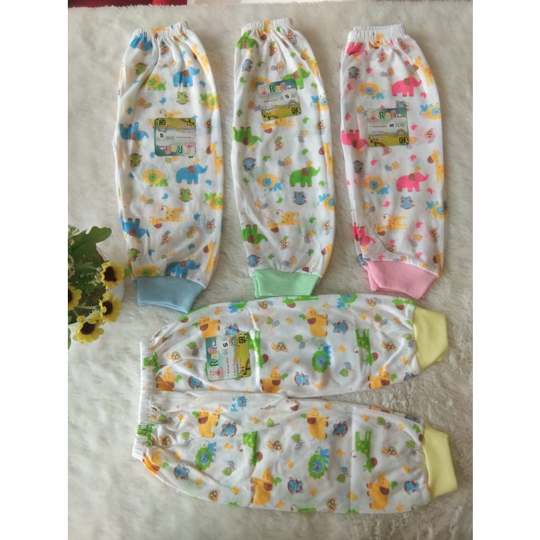 1 Lusin CELANA BAYI PANJANG PUTIH MOTIF BAHAN KATUN MERK RAFI