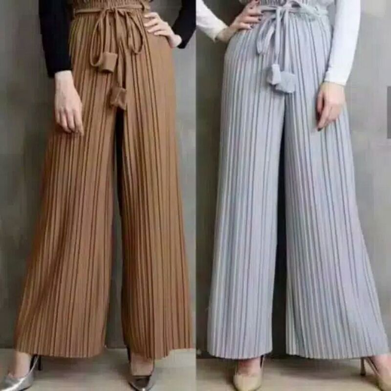 Celana Plisket / Kulot Plisket Tali Depan / Celana Harian / Celana Kulot Plisket