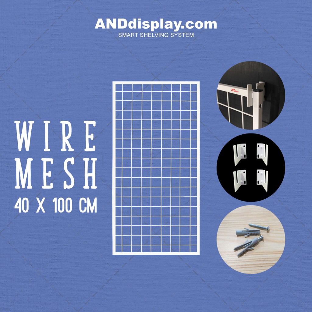 WIREMESH 40 x 100 CM + H5 WALL PUTIH KAWAT RAM DINDING WIRE GRID