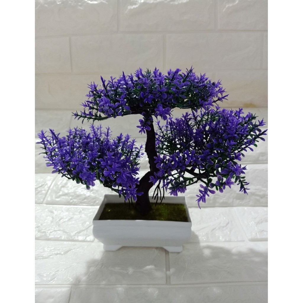 BOS915 Bunga Plastik / Pajangan Bunga Artifisial / Vas Petak-Biru