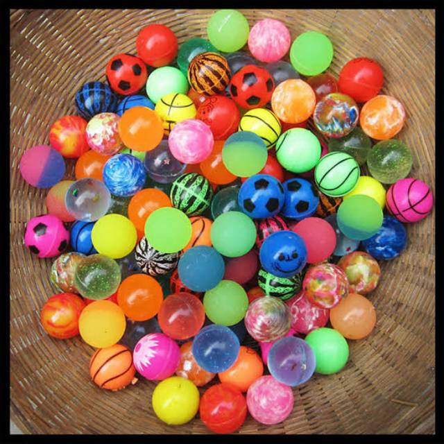 1 pack isi 3 bola karet mini aneka macam gambar random