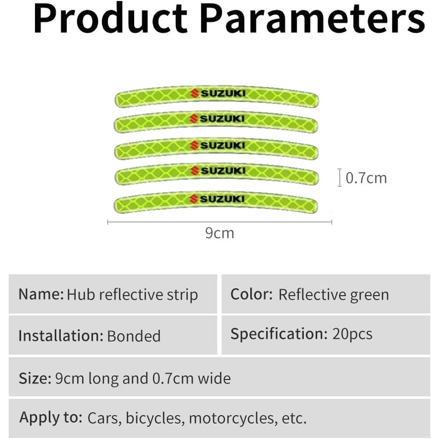 Suzuki 20 Lembar Stiker strip Reflektif Untuk Dekorasi Ban Splash XL7 S Cross SX4 Ertiga Ignis