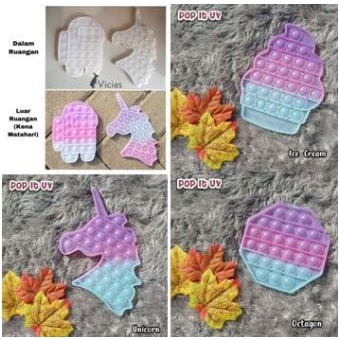 (BISA PILIH MOTIF) Pop it unicorn among us uv light berubah warna / Mainan Pop It Karakter Fidget Push Pop It Among Us Unicorn Ice Cream Pop Its Mainan Anak POP IT PUSH Fidget Toys Rainbow Unicorn Mainan Anak Stress Relieve GoBang Toy-3