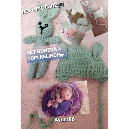 PROMO set amigurumi kelinci boneka bayi boneka anak aksesoris anak aksesoris fotografi