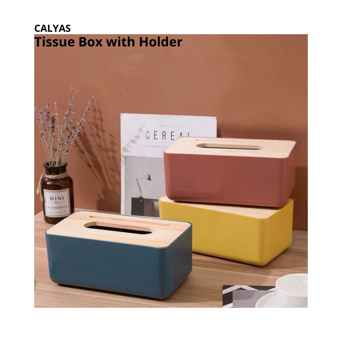 Kotak Tisu Kayu Tissue Box dengan Holder Smartphone - TaffHome ZJ008