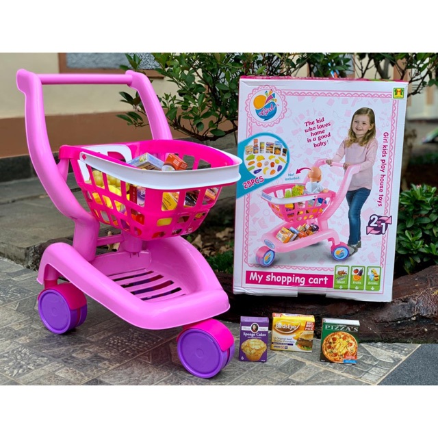 pink shopping trolley toy