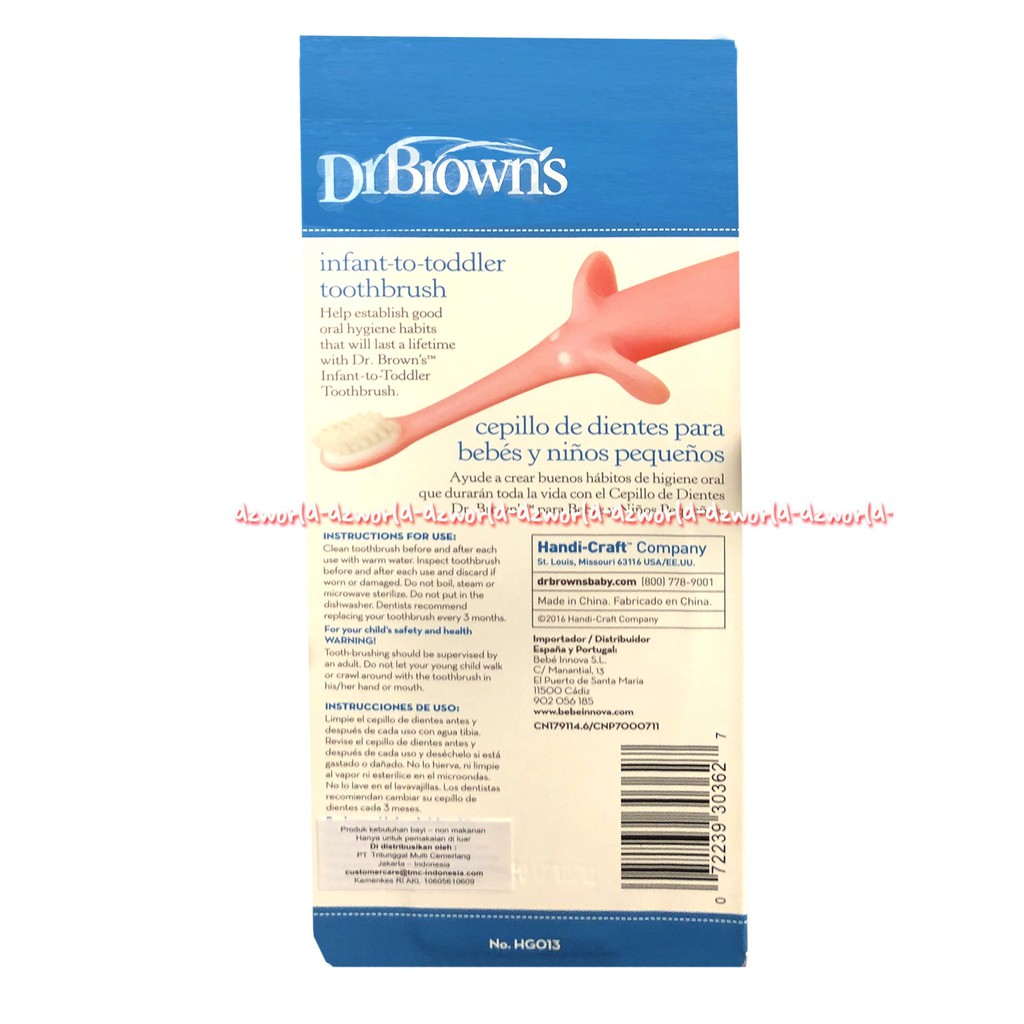 Dr Brown's Infant to Toddler Toothbrush 0-3y Sikat Gigi Bayi Anak Pink Dr Browns Drbrown