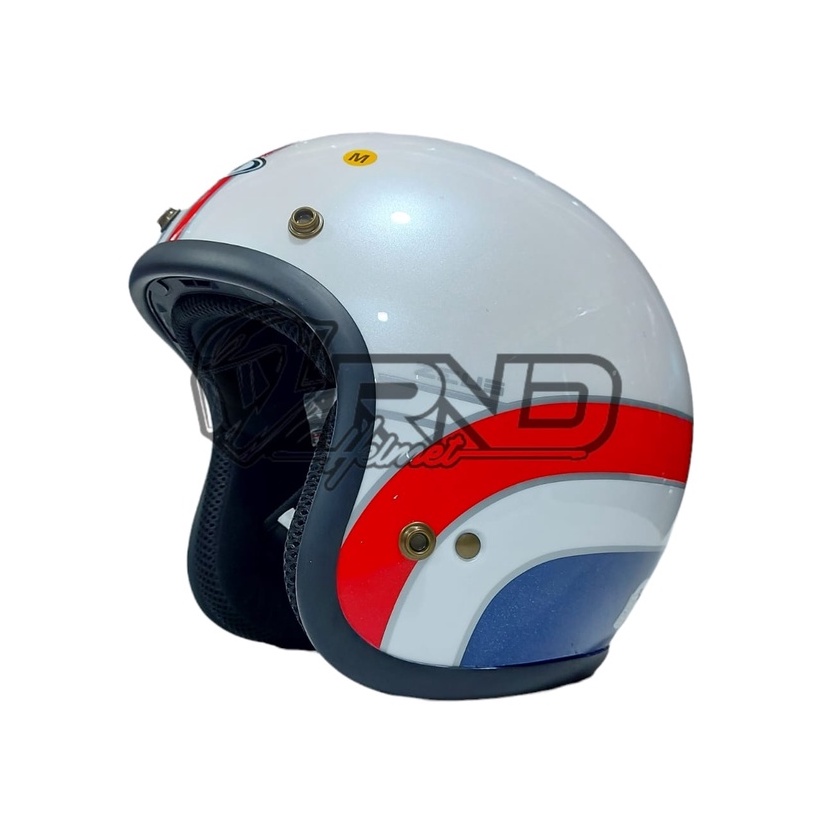 Helm Zeus 385C Retro Motif K63 Classic Putih Pearl