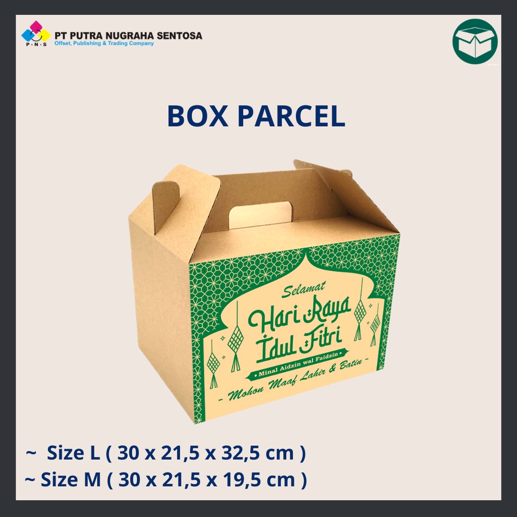 

BOX/KARDUS PARCEL 30 x 21,5 x 32 CM LEBARAN/IDUL FITRI/IED MUBAROK (MODEL JINJING - SIZE L)