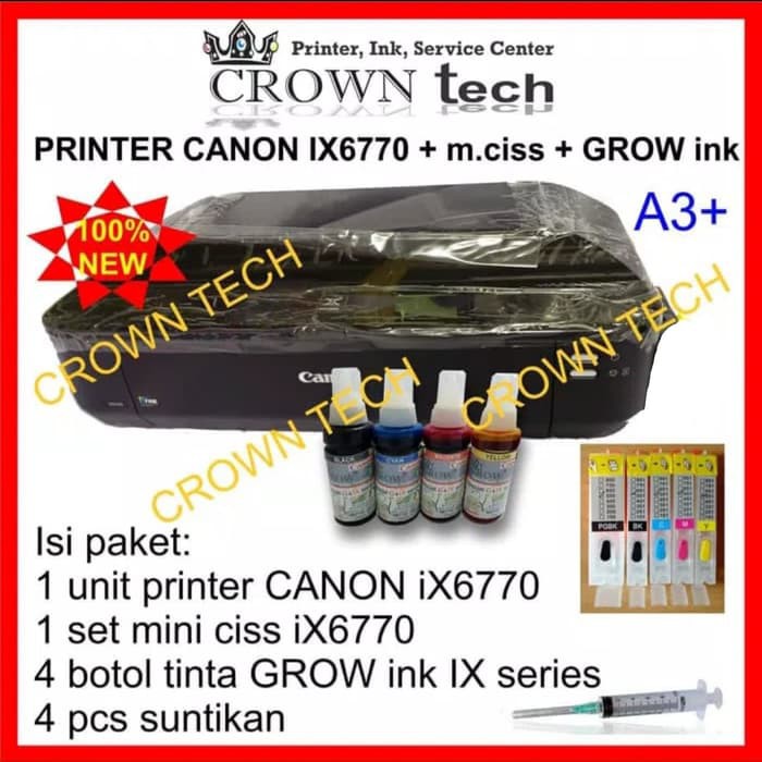 Canon iX6770 printer A3 + Modifikasi Mini ciss tinta GROW INK PLUS.
