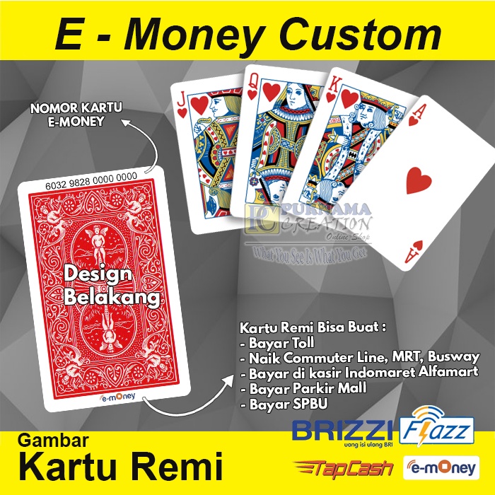 Kartu Emoney E-Money E-toll Etoll Custom Gambar Kartu Remi