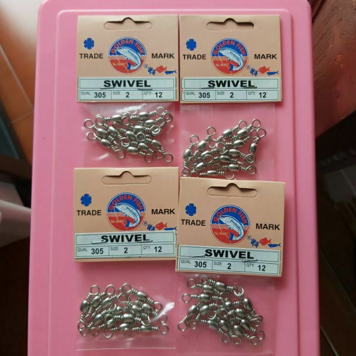 Barrel Swivel kili kili pancing size 2 Golden Fish. Panjang 2.6 cm.