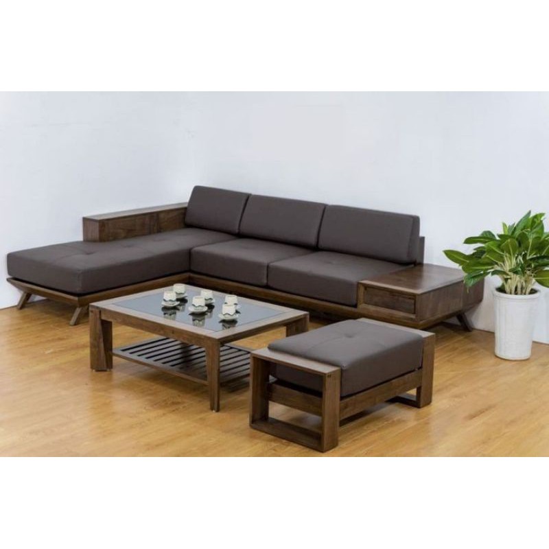 KURSI SOFA TAMU L KAYU JATI BUSA TEBAL