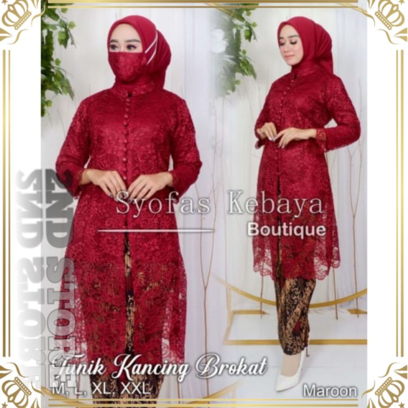 STELAN TUNIK BROKAT/STELAN TUNIK BROKAT BUSUI/TUNIK MODERN/STELAN TUNIK KANCING