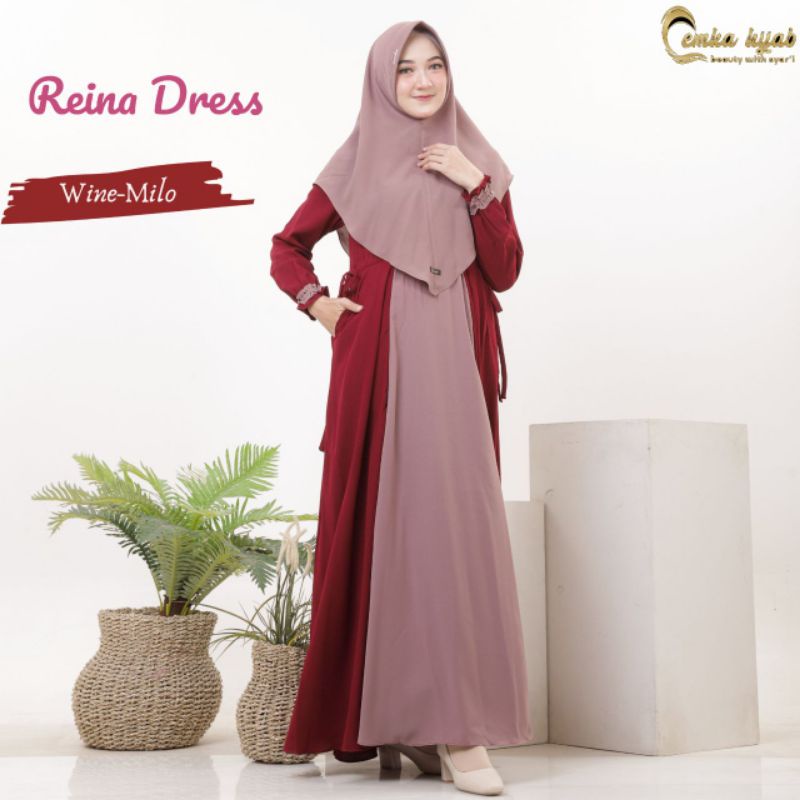 EMKA HIJAB Gamis Reina Dress Original By Emka Hijab/Gamis Wollycrepe/Gamis Busui