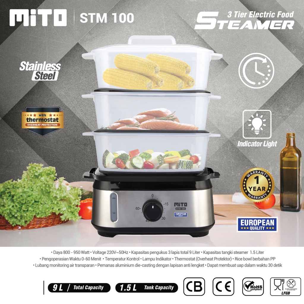 Mito Electric Food Steamer STM 100 / STM100 Pengukus Makanan