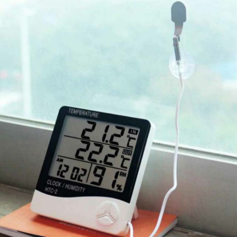 THERMOMETER HYGROMETER DIGITAL JAM TERMOMETER RUANG INDOOR HTC-2 3 BARIS