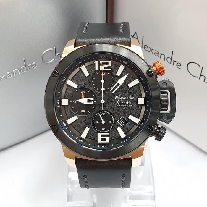 Alexandre Christie AC6487 Black Rosegold Original Jam Alexandre Christie Pria AC 6487
