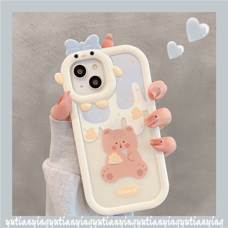 Casing Couple Ice Cream Bunny Bear Oppo A17 A15 A76 A96 A54 A16 A31 A3s A7 A5s A12 A17K A53 A74 A95 A16K A52 A5 A9 A57 2022 A5 A16s A11 A15S Reno 4F 5F 5 7 Lensa Little Monster Sarung Cover Sarung