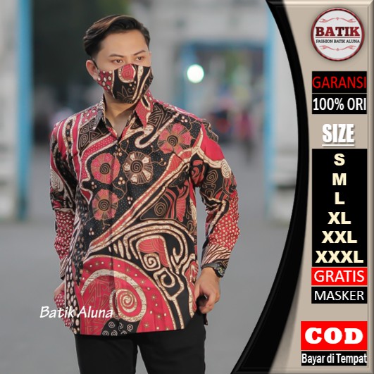 Batik pria lengan panjang Kemeja Atasan Baju batik pria laki laki lengan panjang premium cowok solo