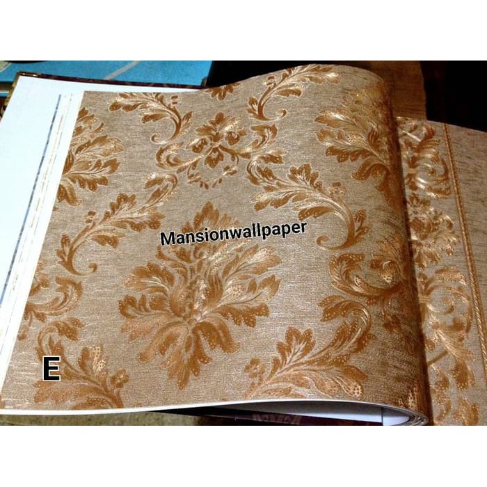 Suplier Bisa Cod Wallpaper Dinding Luxury Klasik Coklat Gold XbYL66Tl9k73Y