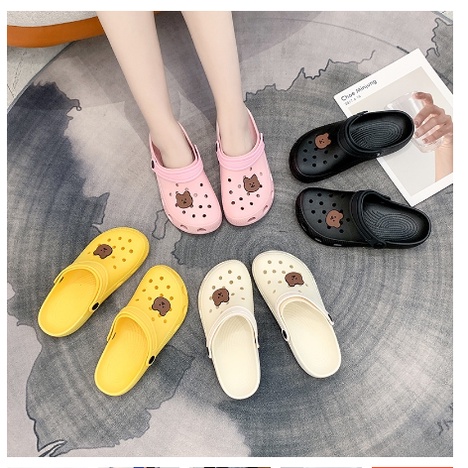 S987 (TANPA STIKER) Sandal Selop Motif Beruang Kecil / Sandal Slop Bear / Sandal Bear Mini / Sandal Fashion Wanita