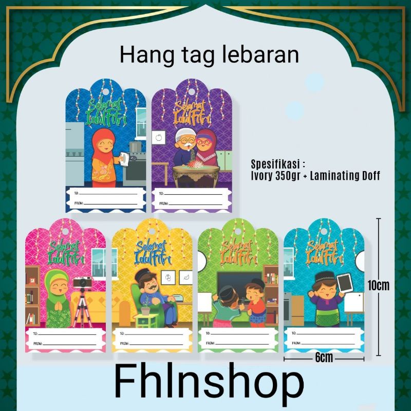 

(12pcs) hang tag lebaran seri ramadhan/penanda hias tag idulfitri mewah/penghias souvenir hampers tahun baru islam bahagia