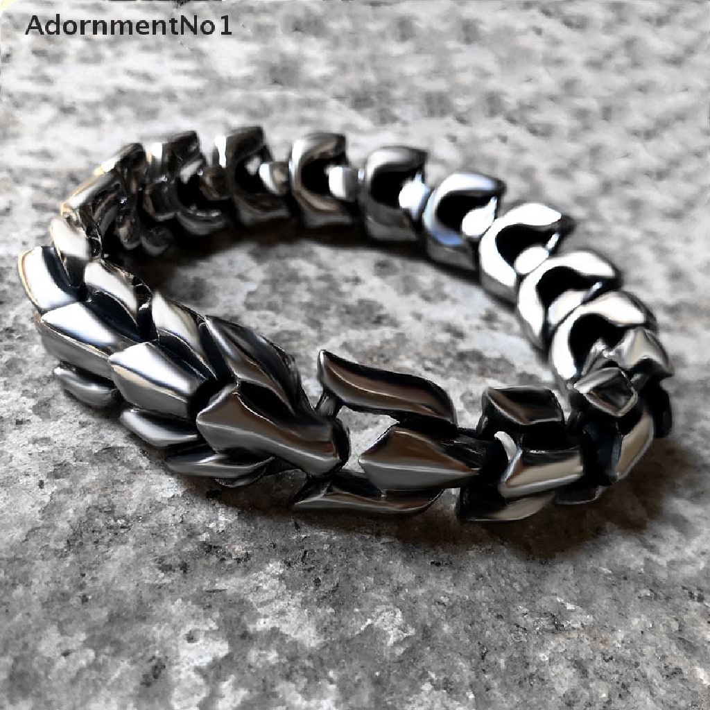 (AdornmentNo1) Gelang Tangan Rantai Stainless Steel Gaya Punk Vintage Untuk Pria