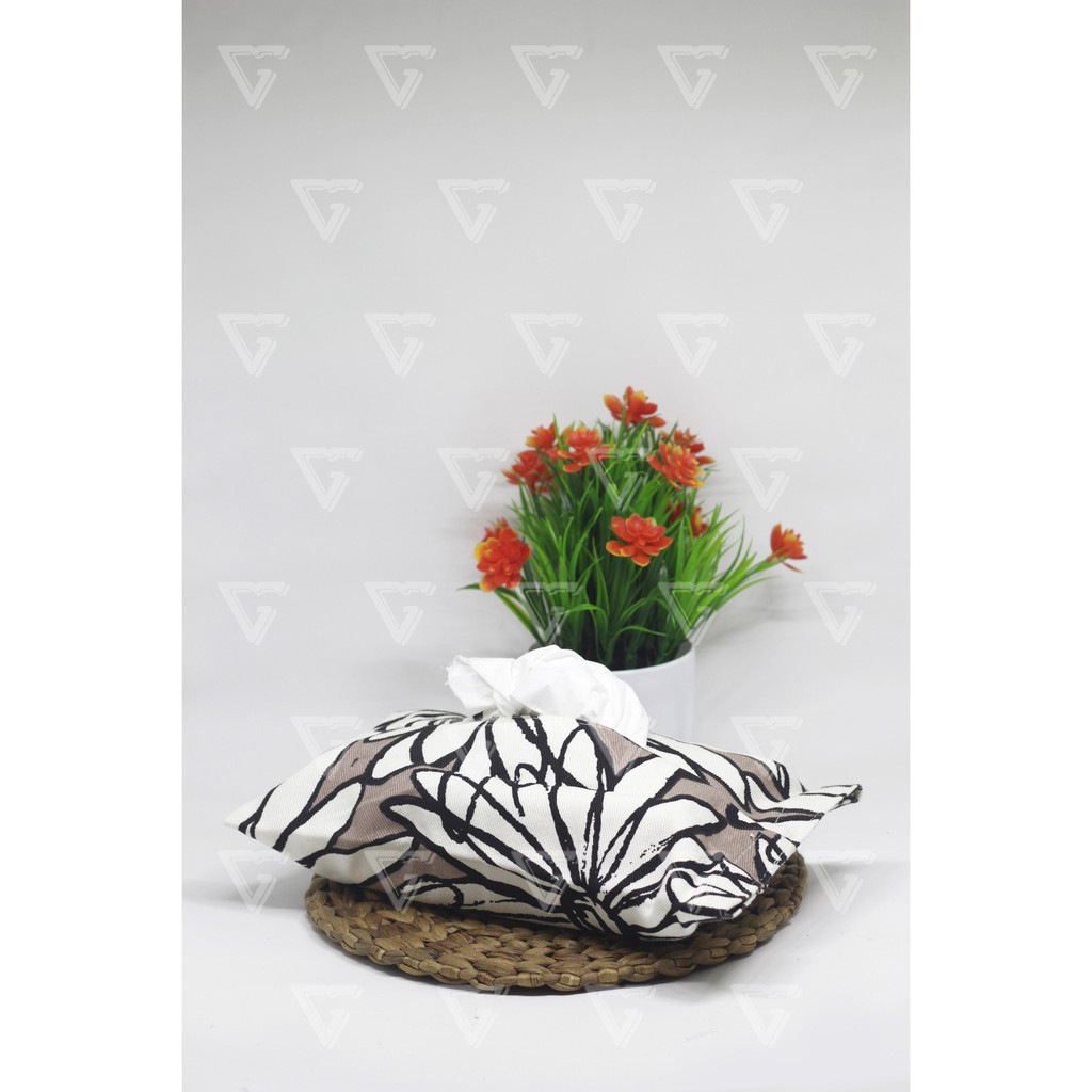 Tempat Tisu -Sarung Tisu - Cover Tissue - Box Tisu Kanvas - Wadah Tisu Motif MAWAR