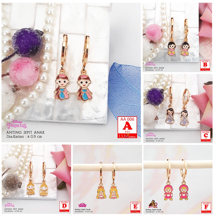 AA 006 Anting Anak Putri Perhiasan Princes Anak Balita Lapis Emas Imitasi Anting Prinses Xuping Anak TK Luxx Xuping