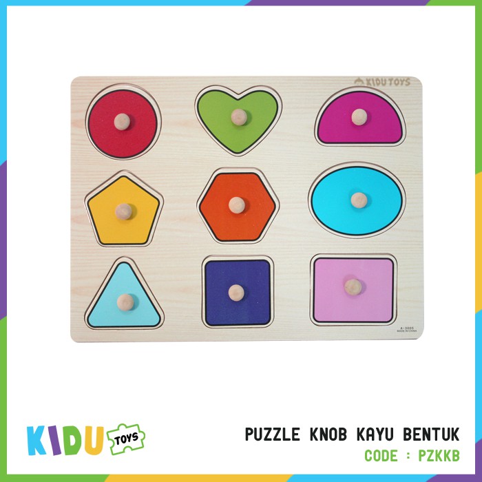 Mainan Puzzle Kayu Anak Puzzle Knob Kayu Bentuk Kidu Toys