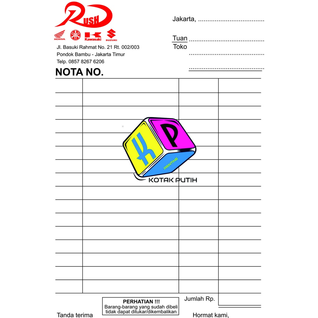 

Bon Sepeda Motor minimum pesanan 40 buku